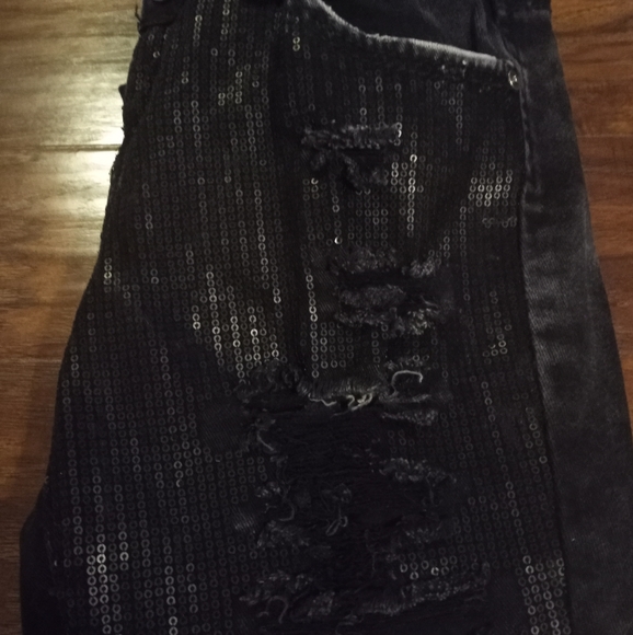 Material Girl Black Sequined Jeans - Picture 5 of 6